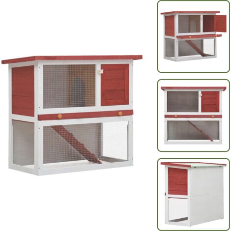 The Living Store Jaula conejera con 1 puerta madera rojo - Jaula de madera