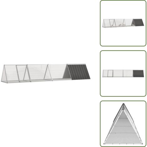 The Living Store Jaula de conejos acero galvanizado antracita 403,5x80,5x71 cm - Jaula de conejos