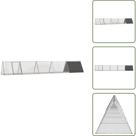 The Living Store Jaula de conejos acero galvanizado antracita 504,5x80,5x71 cm - Jaula de conejos
