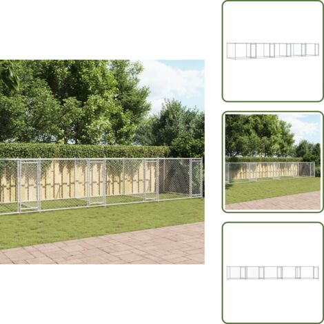 The Living Store Jaula de perros con puertas acero galvanizado gris 10x2x1,5 m - Corral para perros