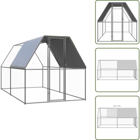 The Living Store Jaula gallinero de exterior de acero galvanizado 2x4x2 m - Gallinero exterior