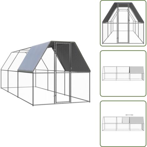 The Living Store Jaula gallinero de exterior de acero galvanizado 2x6x2 m - Gallinero exterior