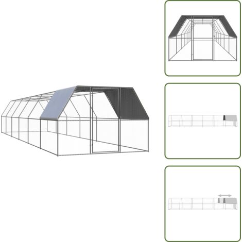 The Living Store Jaula gallinero de exterior de acero galvanizado 3x12x2 m - Gallinero exterior