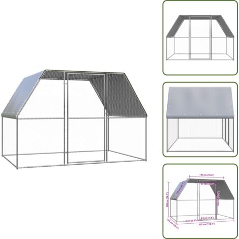 The Living Store Jaula gallinero de exterior de acero galvanizado 3x2x2 m - Gallinero exterior
