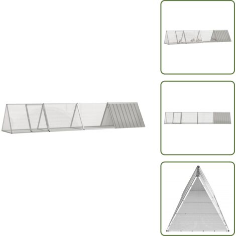 The Living Store Jaula para conejos acero galvanizado gris 403,5x80,5x71 cm - Jaula de conejos