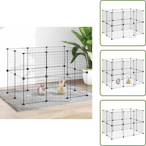 The Living Store Jaula para mascotas de 20 paneles puerta acero negro 35x35 cm - Jaula para perros