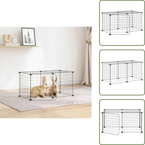 The Living Store Jaula para mascotas de 8 paneles con puerta acero negro 35x35cm - Jaula para perros