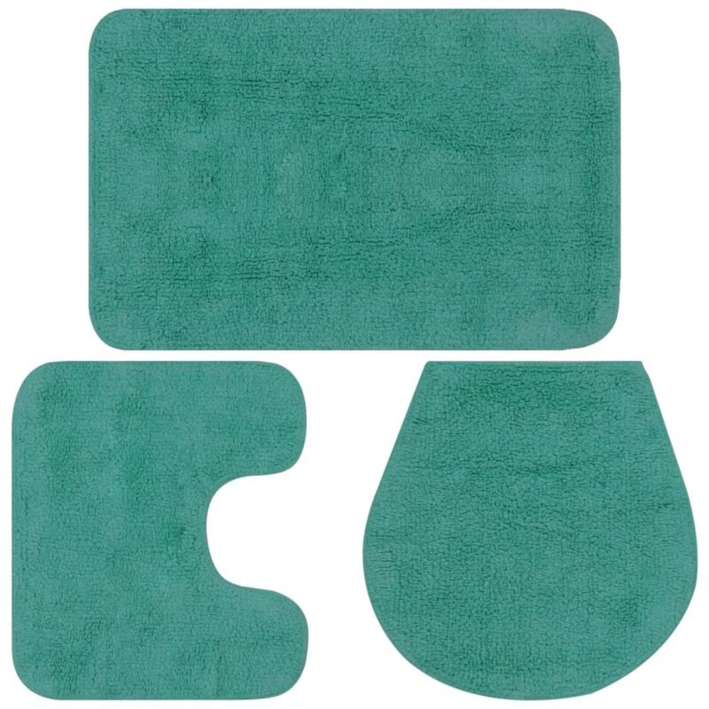 Jeu de tapis de salle de bain 3 pcs Tissu Turquoise The Living Store Turquoise