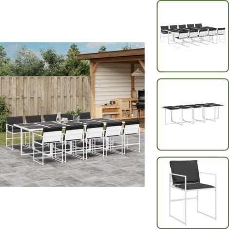 The Living Store Juego de comedor de jardín 11 pzas con cojines textilene blanco - Sillas de jardín