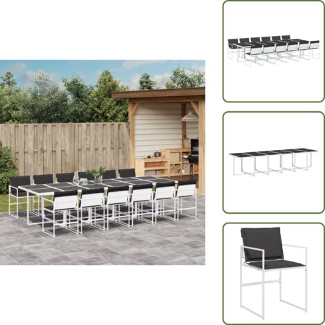 The Living Store Juego de comedor de jardín 13 pzas con cojines textilene blanco - Sillas de jardín