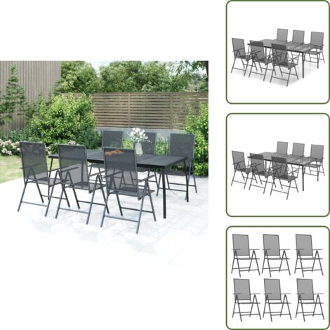 The Living Store Juego de comedor de jardín 7 piezas acero gris antracita - Sillas de jardín