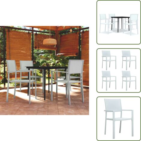 The Living Store Juego de comedor de jardín de 5 piezas blanco - Comedor de jardín