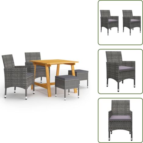 The Living Store Juego de comedor de jardín de 5 piezas gris - Mesa de jardín