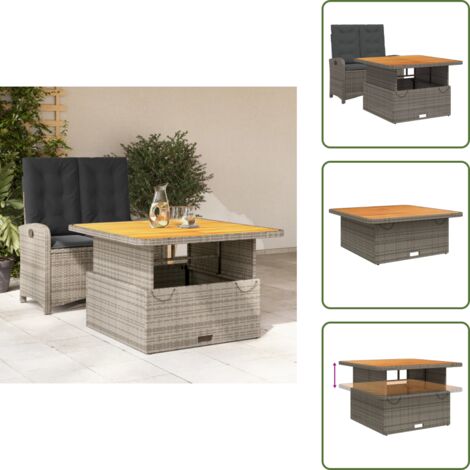 The Living Store Juego de comedor jardín 2 pzas con cojines ratán sintético gris - Banco de jardín