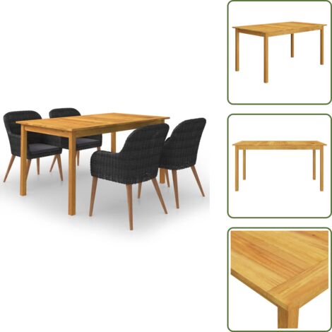 The Living Store Juego de comedor para jardín 5 piezas negro - Mesa de comedor