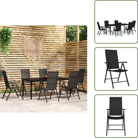 The Living Store Juego de comedor para jardín 7 piezas negro - Mesa de jardín