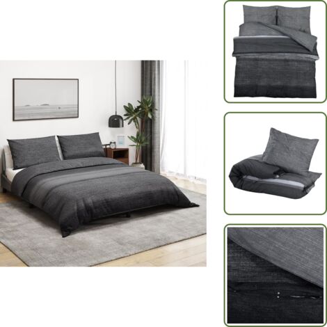 The Living Store Juego de funda nórdica algodón gris oscuro 140x200 cm - Funda de almohada