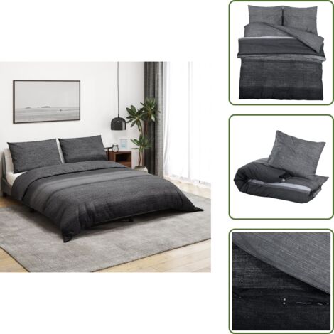The Living Store Juego de funda nórdica algodón gris oscuro 200x200 cm - Funda de almohada