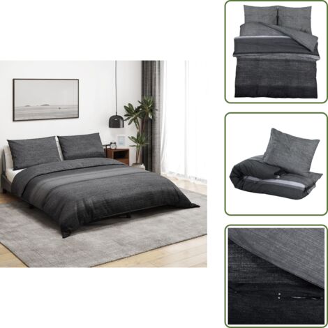 The Living Store Juego de funda nórdica algodón gris oscuro 220x240 cm - Funda de edredón