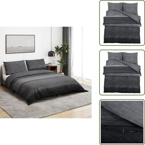 The Living Store Juego de funda nórdica algodón gris oscuro 260x220 cm - Funda de edredón