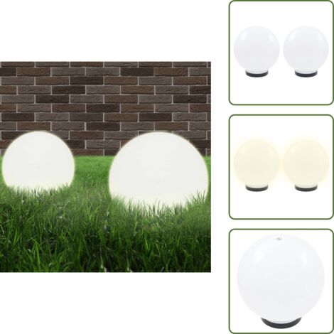 The Living Store Juego de lámparas de bola LED 2 piezas esféricas 25 cm PMMA - Iluminación decorativa para jardines