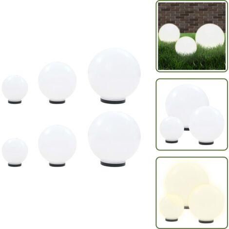 The Living Store Juego de lámparas de bola LED 6 uds esféricas PMMA 20/30/40 cm - Iluminación decorativa