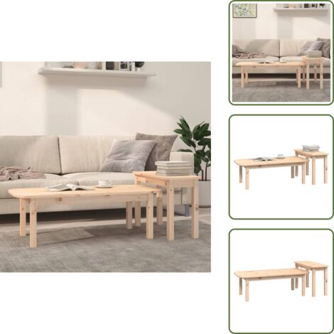 The Living Store Juego de mesas de centro 2 piezas madera maciza de pino - Mesas de centro de madera