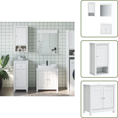 The Living Store Juego de muebles de baño BERG 3 pzas madera maciza pino blanco - Armario de baño