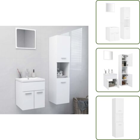The Living Store Juego de muebles de baño madera de ingeniería blanco - Armario de baño