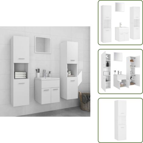 The Living Store Juego de muebles de baño madera de ingeniería blanco - Baño
