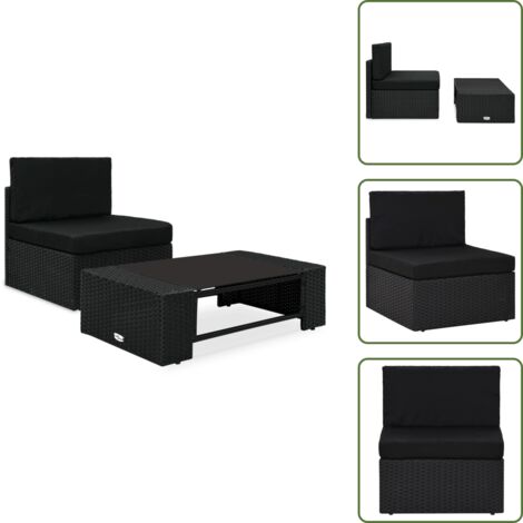 The Living Store Juego de muebles de jardín 2 piezas ratán sintético negro - Muebles al aire libre