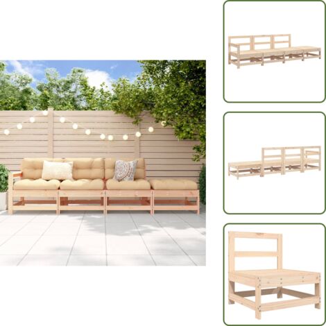 The Living Store Juego de muebles de jardín 4 piezas madera maciza de pino - Muebles de jardín