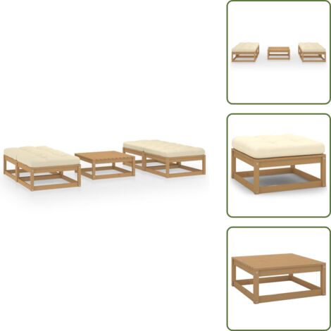 The Living Store Juego de muebles de jardín 5 pzas y cojines madera pino maciza - Muebles de jardín