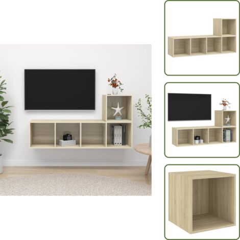 The Living Store Juego de muebles de salón 2 pzas madera ingeniería roble Sonoma - Muebles de TV