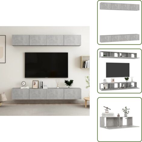 The Living Store Juego de muebles de salón 4 piezas gris hormigón 100x30x30 cm - Muebles de TV