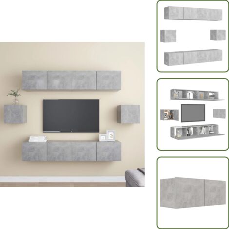 The Living Store Juego de muebles de salón 6 piezas gris hormigón - Armarios para TV