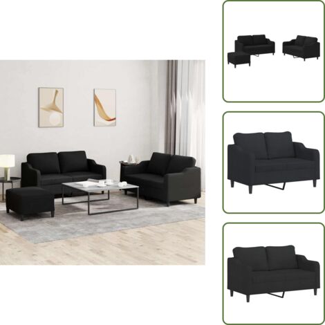 The Living Store Juego de sofás con cojines 3 piezas tela negro - Cojines