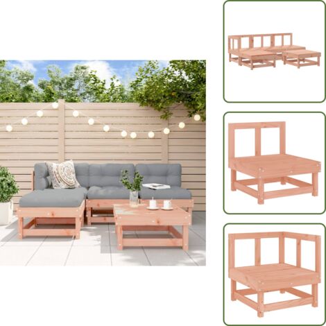 The Living Store Juego de sofás de jardín 5 pzas madera maciza de abeto Douglas - Madera maciza