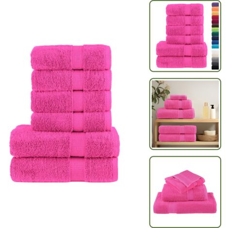 The Living Store Juego de toallas premium SOLUND 6 unidades rosa 600 gsm - Toallas de mano