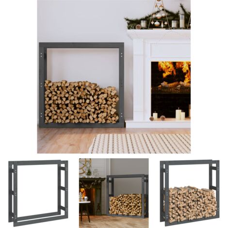 The Living Store Kaminholzregal Grau 100x25x100 cm Massivholz Kiefer - Zubehör für Feuerholz-Aufbewahrung