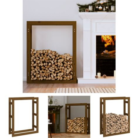 The Living Store Kaminholzregal Honigbraun 80x25x100 cm Massivholz Kiefer - Zubehör für Feuerholz-Aufbewahrung