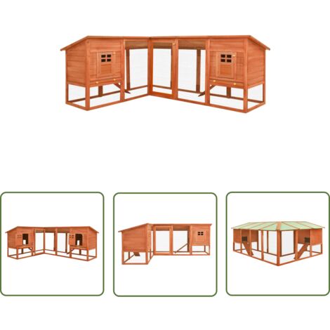 The Living Store Kaninchenstall mit Freilauf Braun Tanne Massivholz - Holz Kaninchenstall - Kaninchendrache - Kaninchengehege - Outdoor Kaninchenstall - Kleintierheim