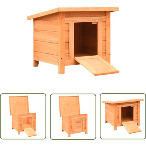 The Living Store Katzenhaus 50x46x43,5 cm Kiefernholz & Tannenholz - Katzenhaus - Outdoor Katzenschutz - Holz Tierheim - Gartenhäuschen Für Katzen - Katzenmöbel