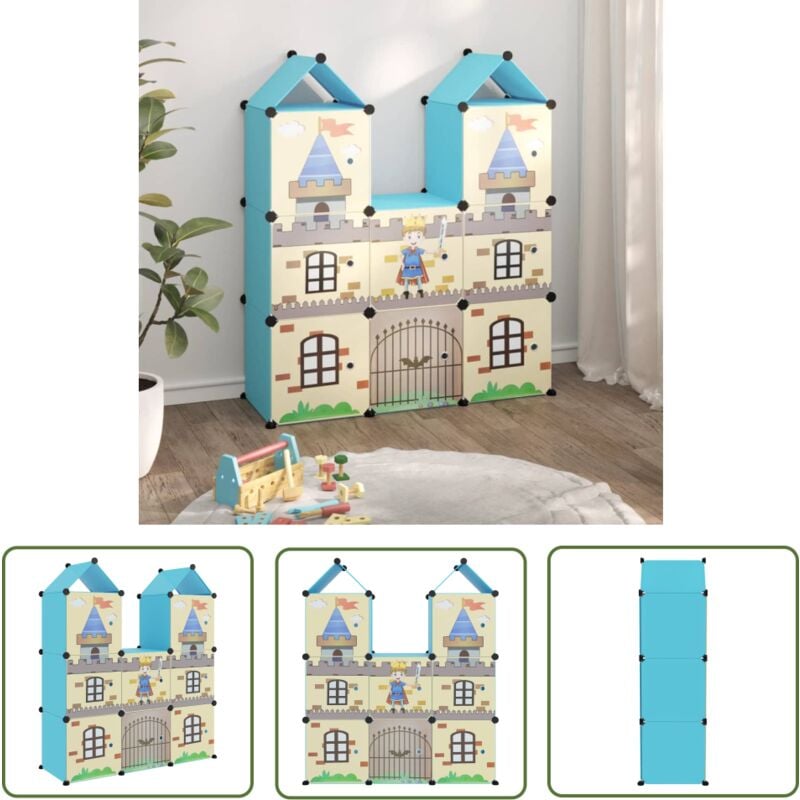 Armoire de rangement pour enfants avec 8 cubes Bleu pp - Meuble Enfant - Rangements Enfants - Étagère Enfant - Armoire Jouet - Organiseur Chambre
