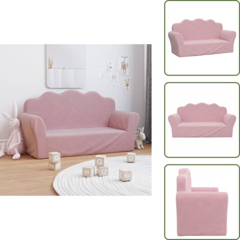 The Living Store Kindersofa 2-Sitzer Rosa Weicher Plüsch - Rosa Sofas