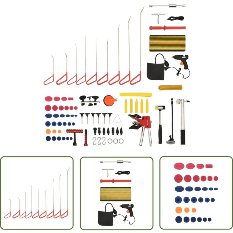 The Living Store - Kit d'outils de débosselage sans peinture 76 pcs - Débosselage Auto - Outils De Débosselage - Kit De Débosselage - Réparation De