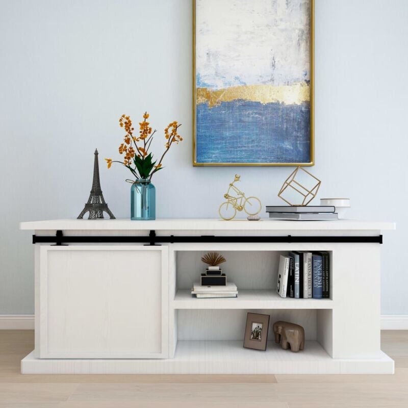 Kit mini de porte d'armoire coulissante Acier au carbone 200 cm The Living Store Noir