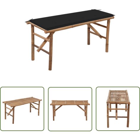 The Living Store Klappbare Gartenbank mit Auflage 118 cm Bambus - Bambus Gartenbank - Klappbank - Gartenmöbeln - Outdoor Möbel - Sitzbank