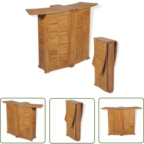 The Living Store Klappbarer Bartisch 155x53x105 cm Teak Massiv - Gartentisch - Teaktisch - Zusammenklappbarer Tisch - Outdoortisch - Balkontisch
