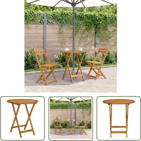 The Living Store Klappbarer Gartentisch 70 cm Massivholz Akazie - Gartenmöbel - Gartentisch - Holztisch - Akasietisch - Klappbarer Tisch